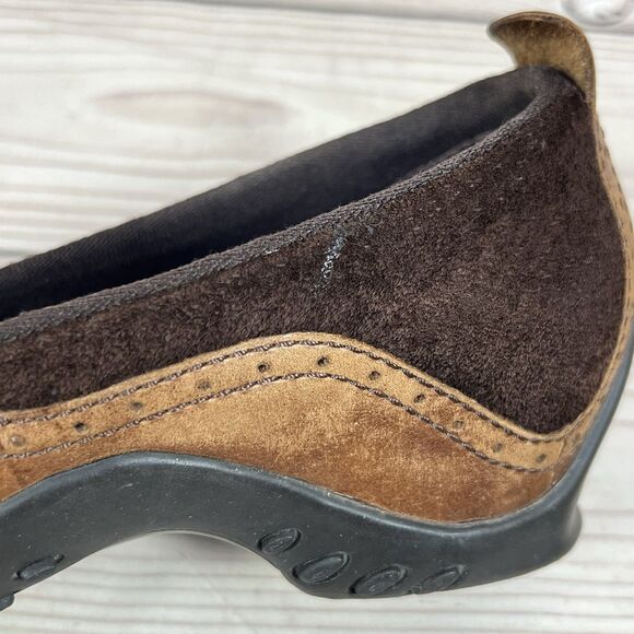 Merrell Plaza Bandeau Shoe Womens 6 Espresso Brown Suede Mary Jane Slip On Wedge - Picture 12 of 14